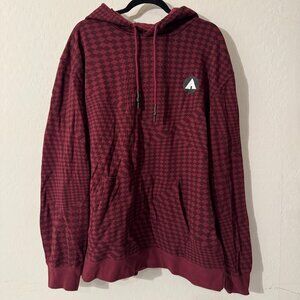 Airwalk Hoodie | Maroon Checkered Pattern Pullover | Size 3XL